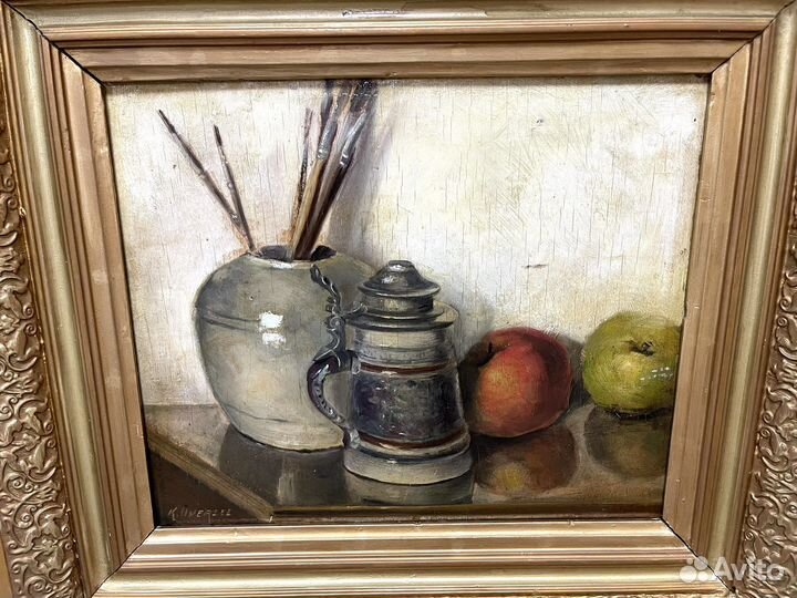 Антикварная картина на дереве 