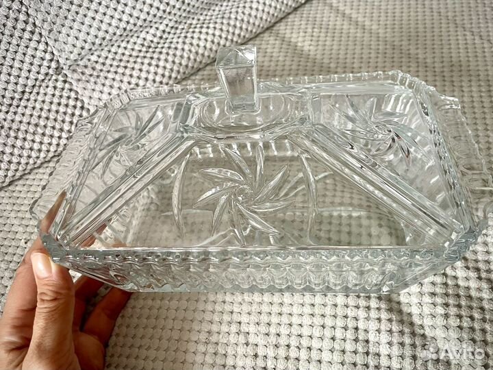 Хрусталная конфетница, ваза, шкатулка, лоток