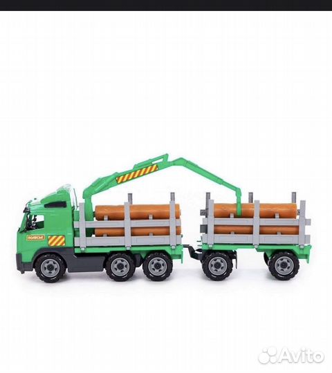 Машина лесовоз с прицепом полесье
