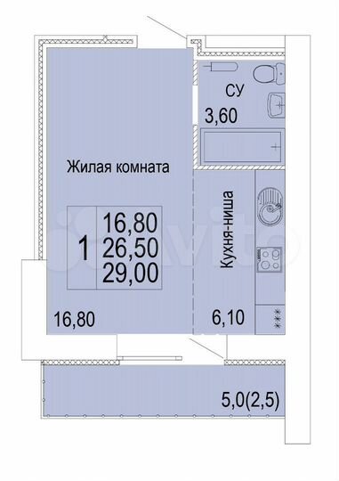 1-к. квартира, 29 м², 9/14 эт.
