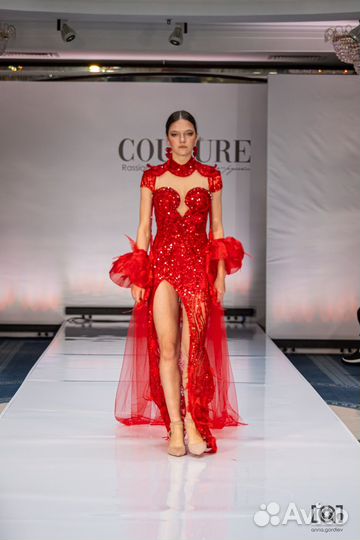 Эксклюзивное Вечернее платье кутюр красное