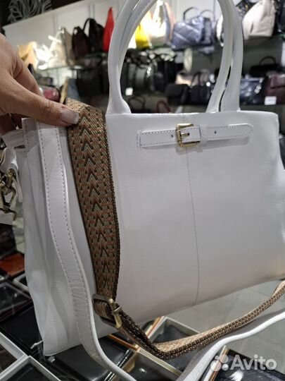 Сумка натуральная кожа белая