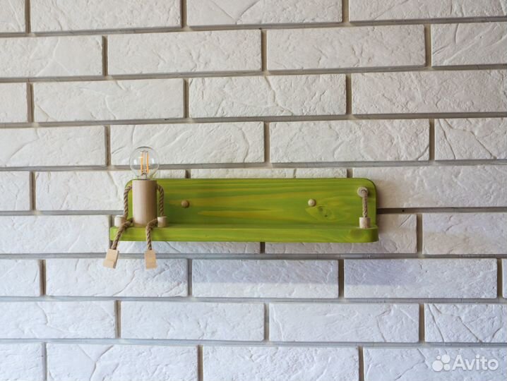 Полка с подсветкой зеленая 40 см