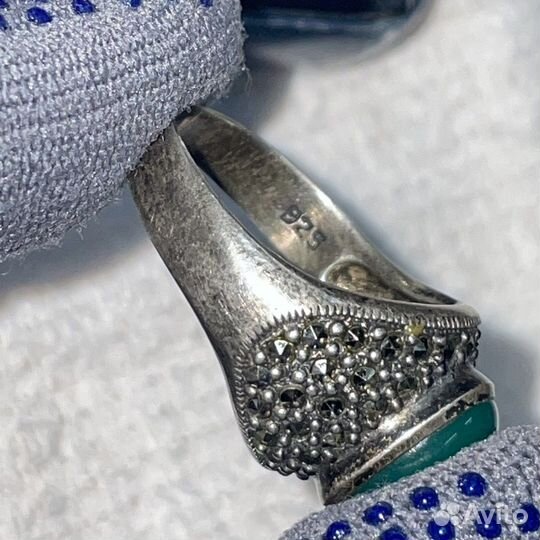 Серебряное кольцо с камнями 925 пробы СССР (Сзр)