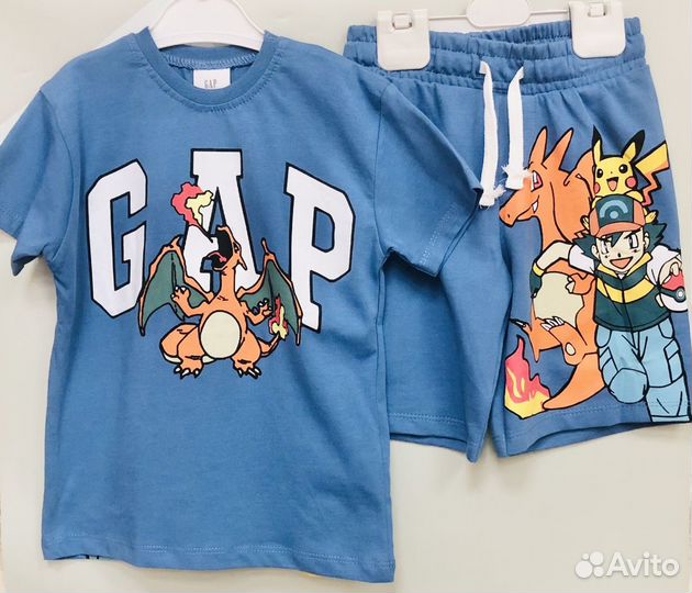 Новый детский костюм Gap Pokemon с шортами