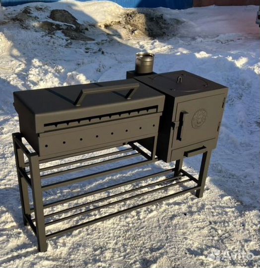 Мангал с печью для казана