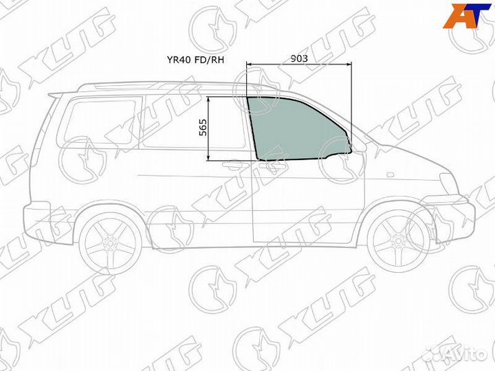 Стекло двери передней правой TY Town Ace Noah 4