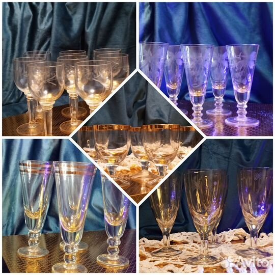 Винтаж тонкое стекло/хрусталь