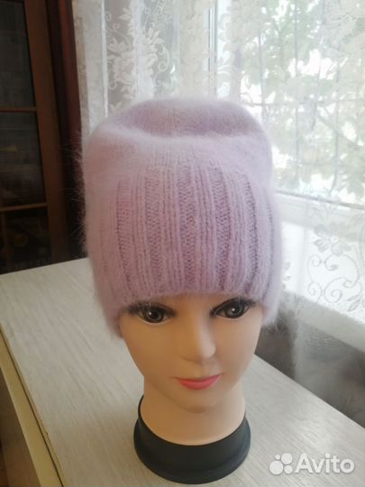 Шапка женская вязаная из пуха норки