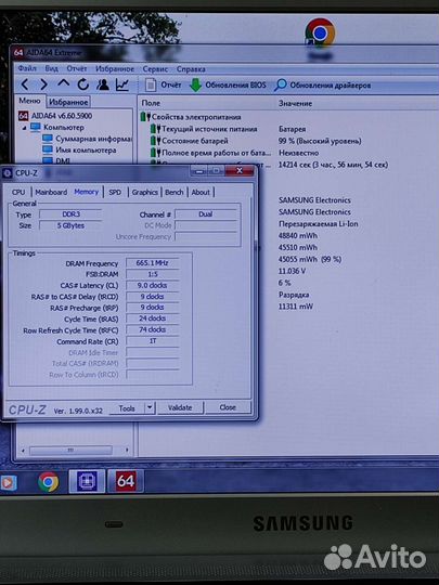 Samsung/ i3-2310M и 5Гб DDR3/ жив.акб/ 500Гб диск