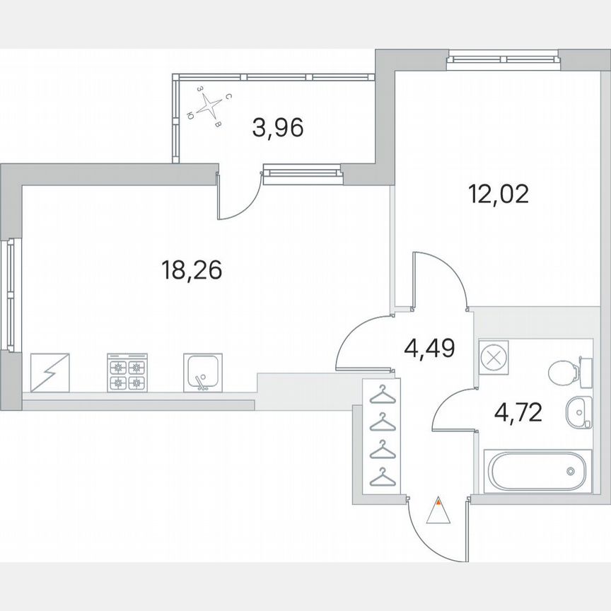1-к. квартира, 41,5 м², 2/5 эт.
