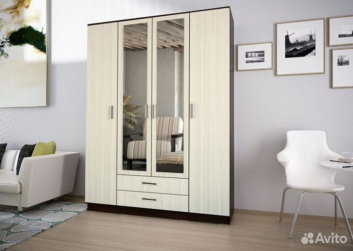 Шкаф 4-створчатый с ящиками