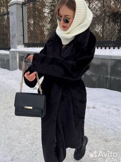 Шуба норка эко черная люкс L XL XXL 12storeez