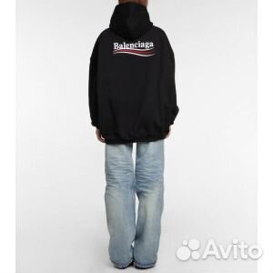 Худи оверсайз из хлопка с логотипом balenciaga, че
