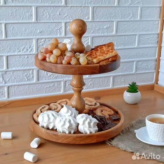 Под старину деревянная этажерка винтаж менажница