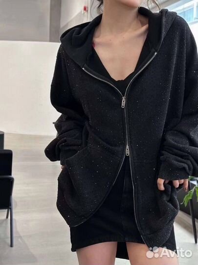 Толстовка на молнии в стразах Balenciaga