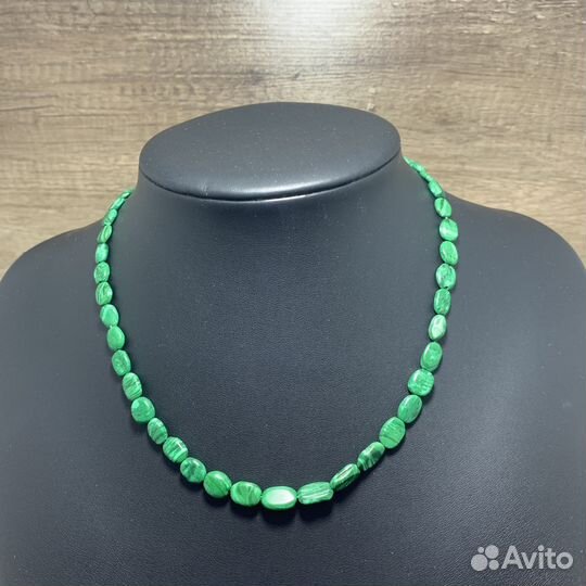 Винтажное Ожерелье Малахит Зелёные Бусы Ретро