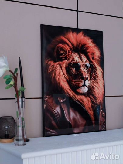 Стильная арт Картина Лев большая