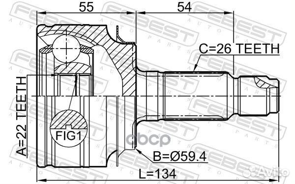 Шрус наружный 22X60X26 honda civic FB 4D 2012-2
