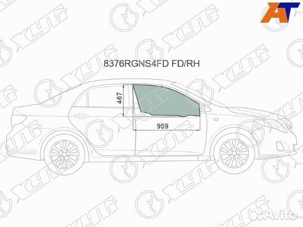 Стекло боковое опускное toyota corolla
