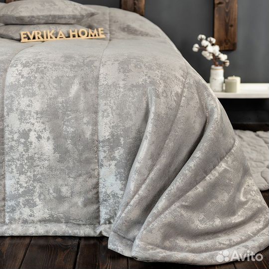 Покрывало мрамор софт Зарина светло-серый новое