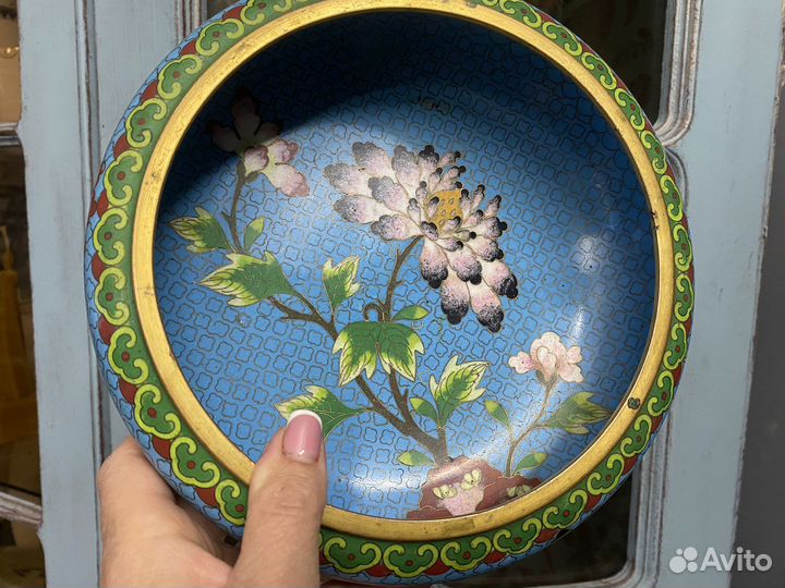 Конфетница медь эмали клуазоне 50 годы, Китай