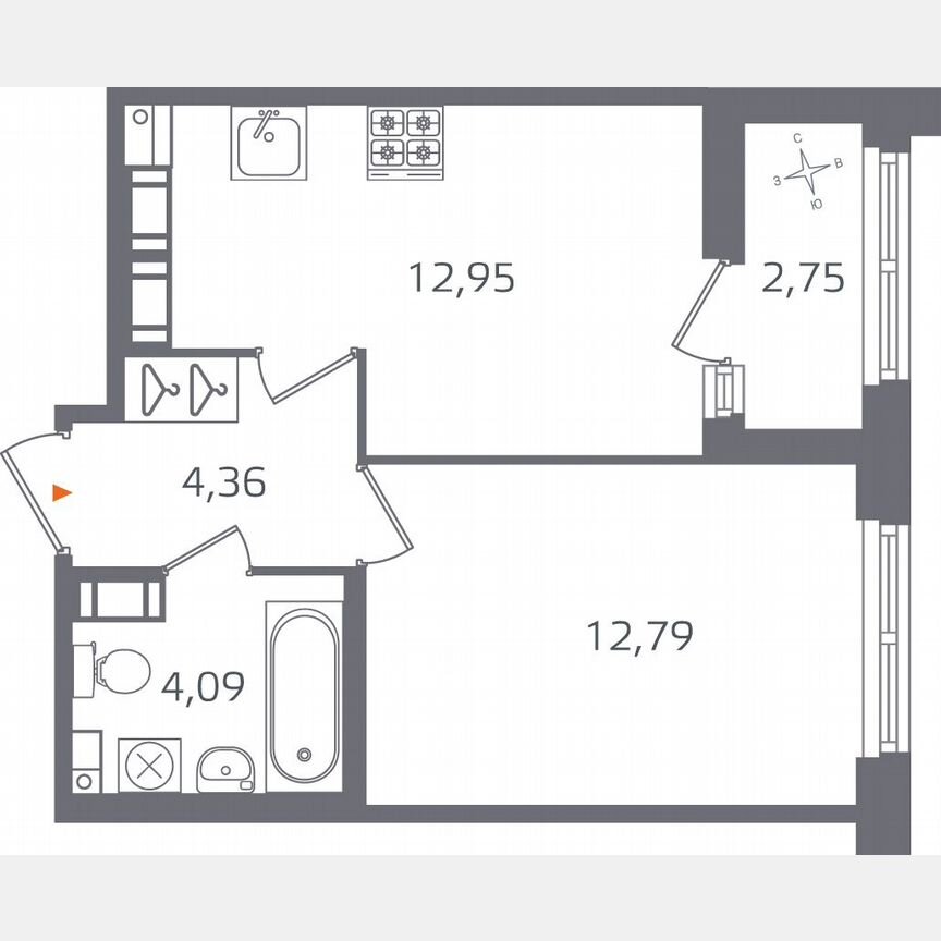 1-к. квартира, 35,6 м², 14/17 эт.