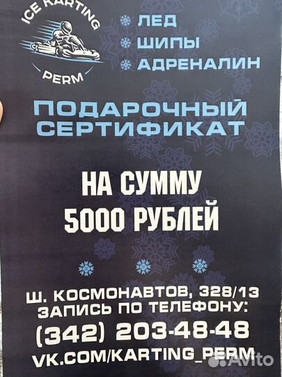 Подарочный сертфикат на картинг