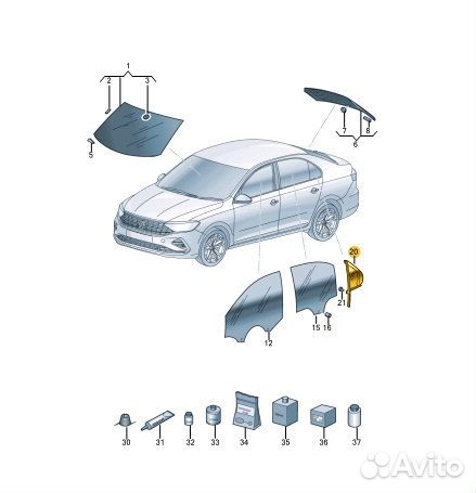 Стекло двери заднее правое Volkswagen Polo CK