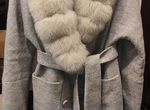 Новое пальто(42-46) с натуральным мехом, шерсть