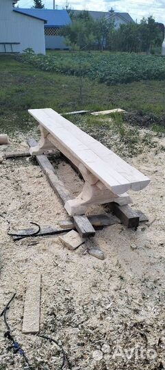 Стол рубленный, скамейки