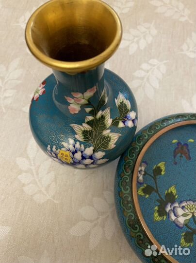 Ваза и конфетница. Клуазон Китай