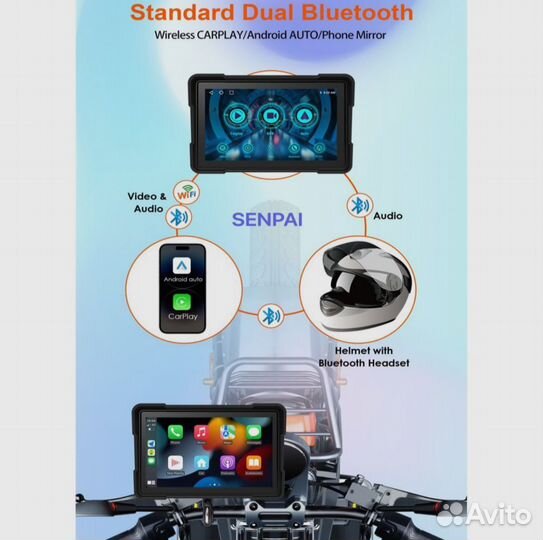 Мотонавигатор touch IPS, BT & WiFI5, Mobile link