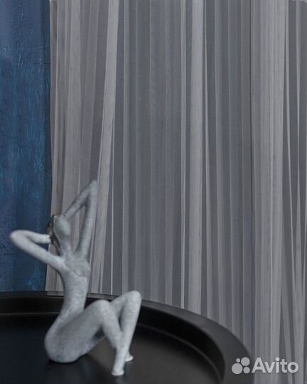 Тюль Плиссе серый готовый на окна пошив