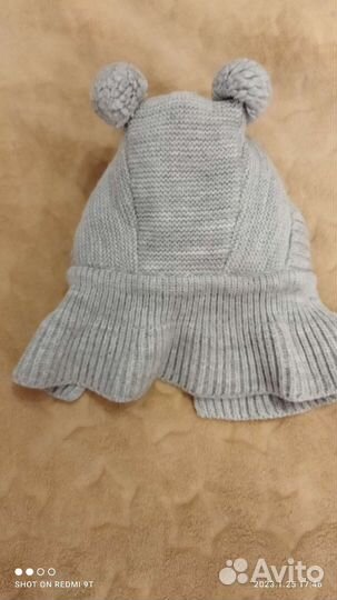 Зимняя шапочка для новорожденных Журавлик 38-40