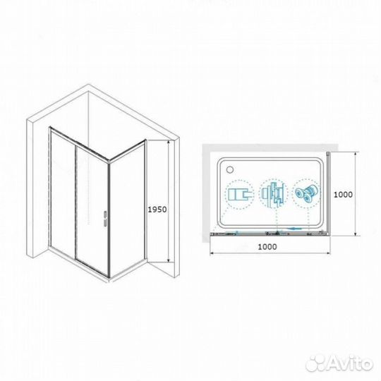 Душевой уголок RGW Leipzig LE-41 (LE-12+Z-050-2) 100x100 см