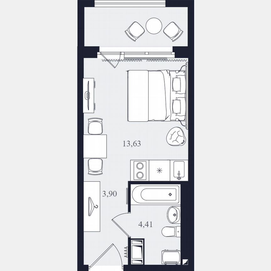 Апартаменты-студия, 21,9 м², 12/24 эт.