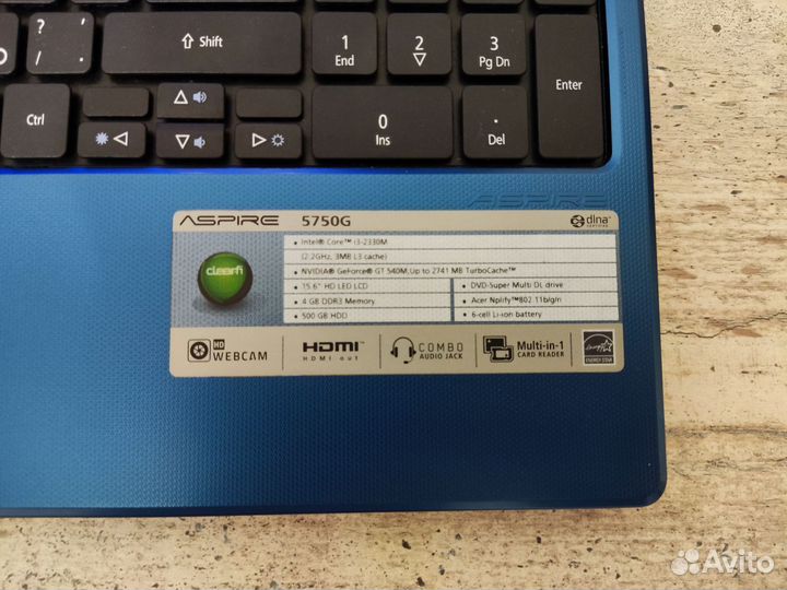 Ноутбук Acer Intel Core i3, gt 540M, 8гб, SSD+HDD