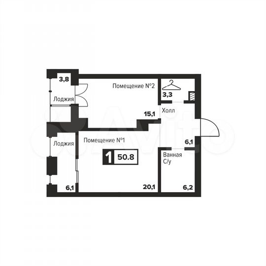 1-к. апартаменты, 50,8 м², 10/31 эт.