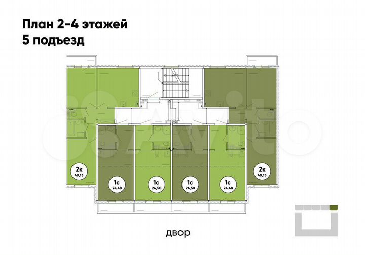 2-к. квартира, 48,1 м², 4/4 эт.
