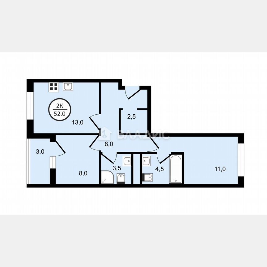 2-к. квартира, 52 м², 23/32 эт.