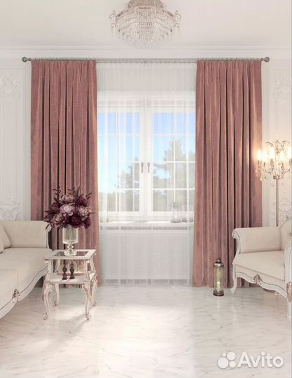 Шторы бархат + 2 подхвата 300*270 новые