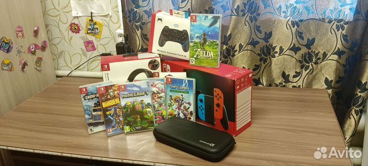 Nintendo switch 6игр наушники чехол накладки