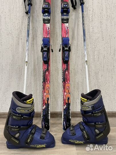 Горные лыжи elan, Ботинки lange, палки, чехол