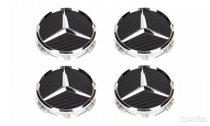 Комплект: колпак на диск Mercedes карбон звезда 4