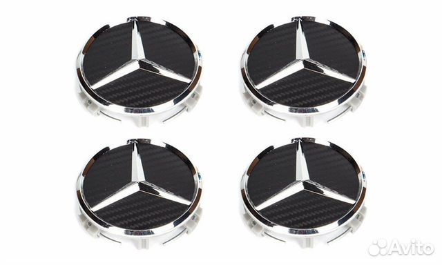 Комплект: колпак на диск Mercedes карбон звезда 4