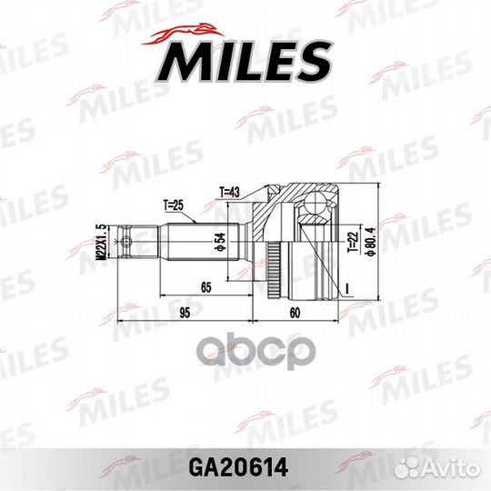 ШРУС mitsubishi colt V 1.5 95-03 нар. +ABS GA20614