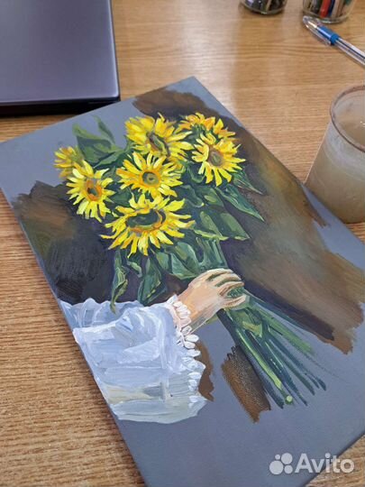 Картина с подсолнухами
