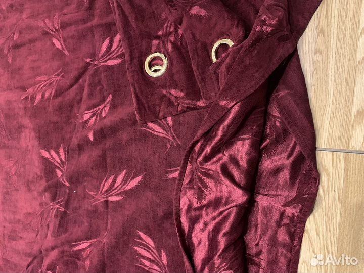 Шторы бордовые велюр, тяжелые свет не пропусаают