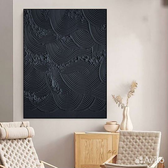 Картина маслом черная абстракция